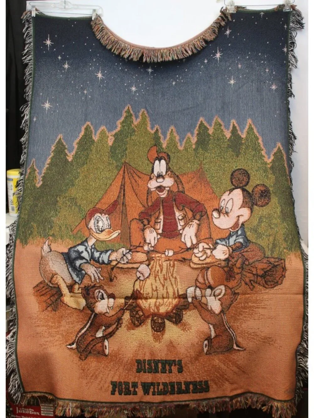Disney Parks Fort Wilderness Campground Tapestry Throw Blanket Fringe Camp Fire